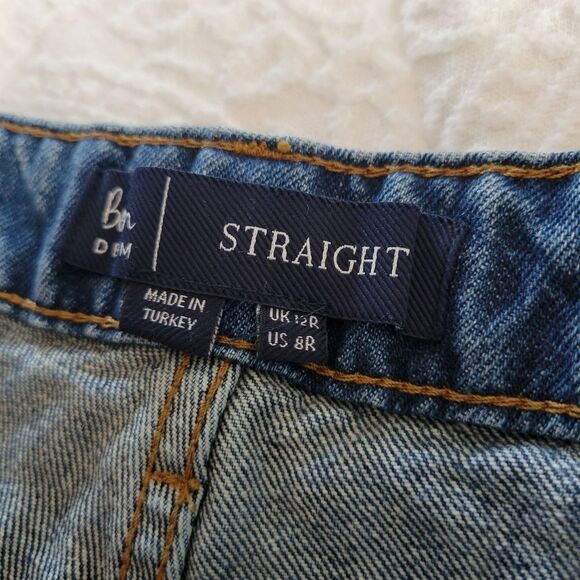 Boden Straight Leg Blue Button-Fly Jeans Raw Hem 8 - Picture 7 of 11